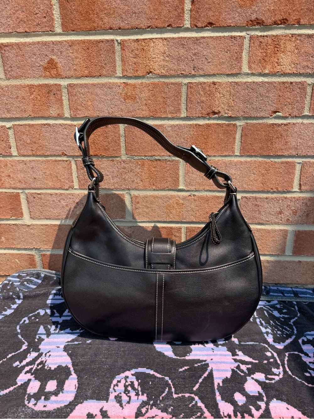NWT Vintage Coach Black Leather Hampton Hobo Bag - Picture 2 of 6